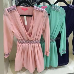 Pink midi long sleeve dress